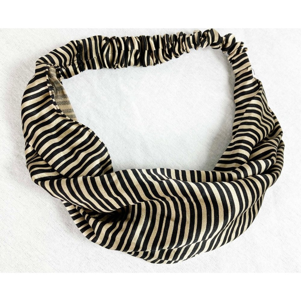 Eugenia Kim Silk Headband Thin Stripe Elastic Back